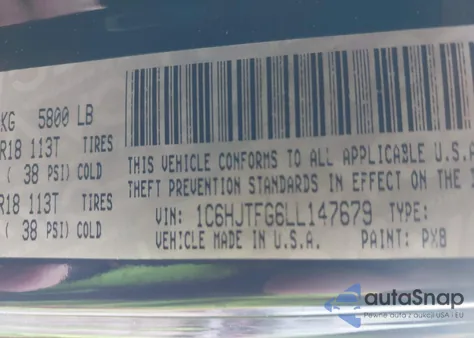 2020 Jeep Gladiator Overland 4X4 from USA, damaged, VIN 1C6HJTFG6LL147679